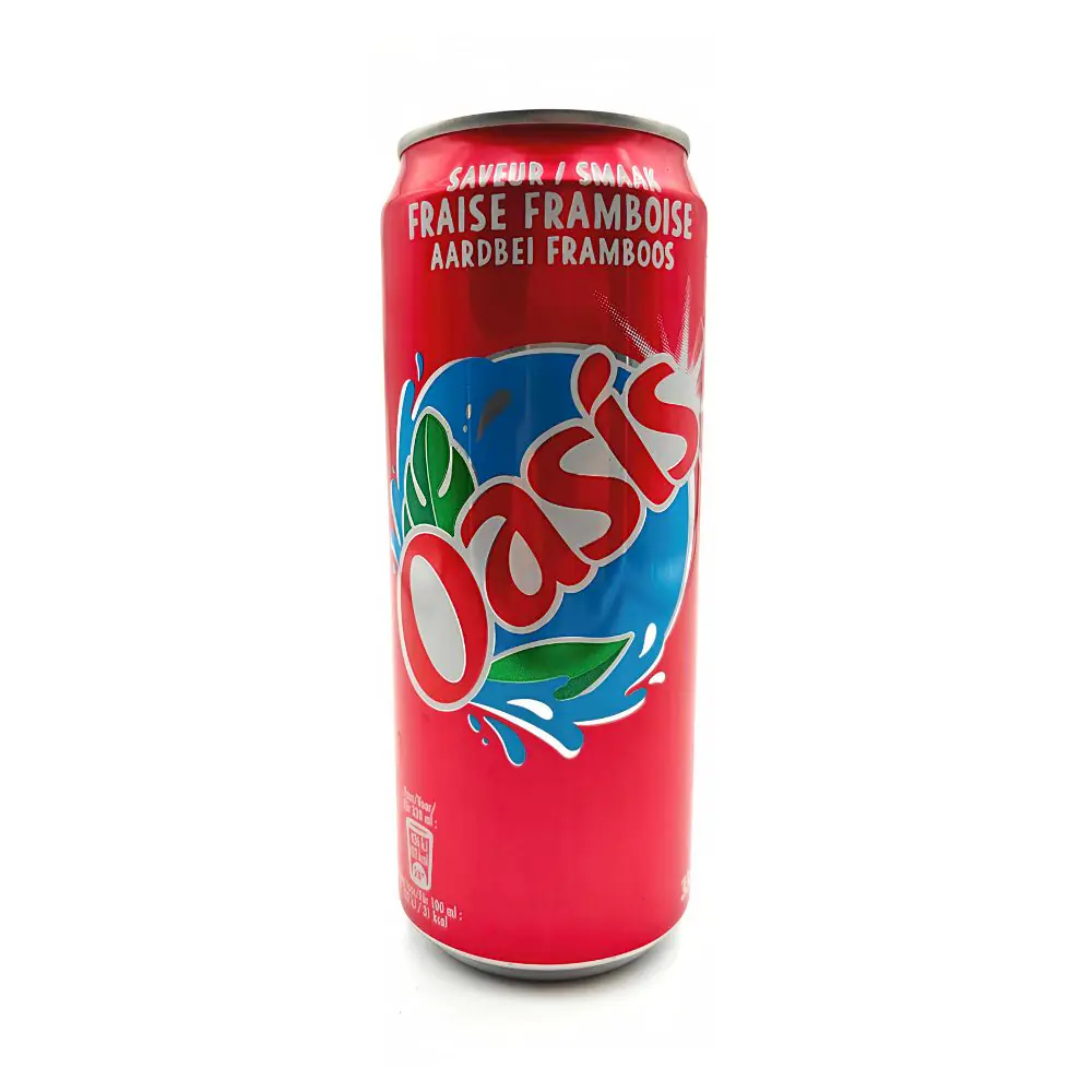 Oasis Fraise Framboise 24 x 33cl Sleek Cans | Drink Saint Martin à Seraing