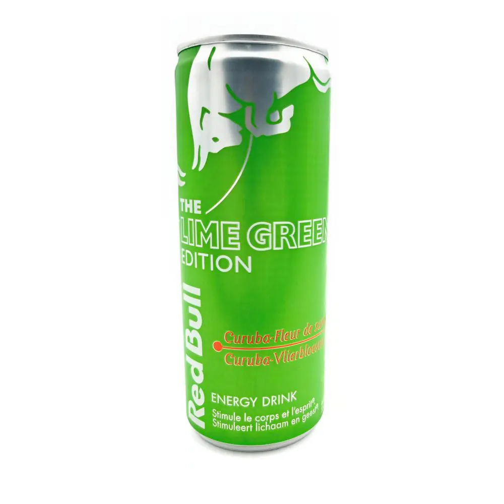 RedBull Energy Drink Lime Green Edition Curuba Et Sureau Sleek Cans | Drink Saint Martin
